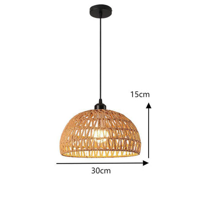 Wicker Pendant Light with Rattan Shade