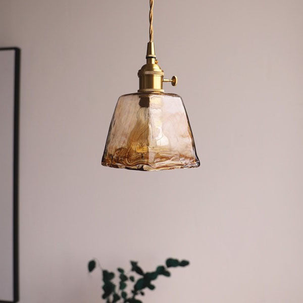 Handblown Victorian-Style Glass Pendant Light – Recycled Glass & Brass Finishes