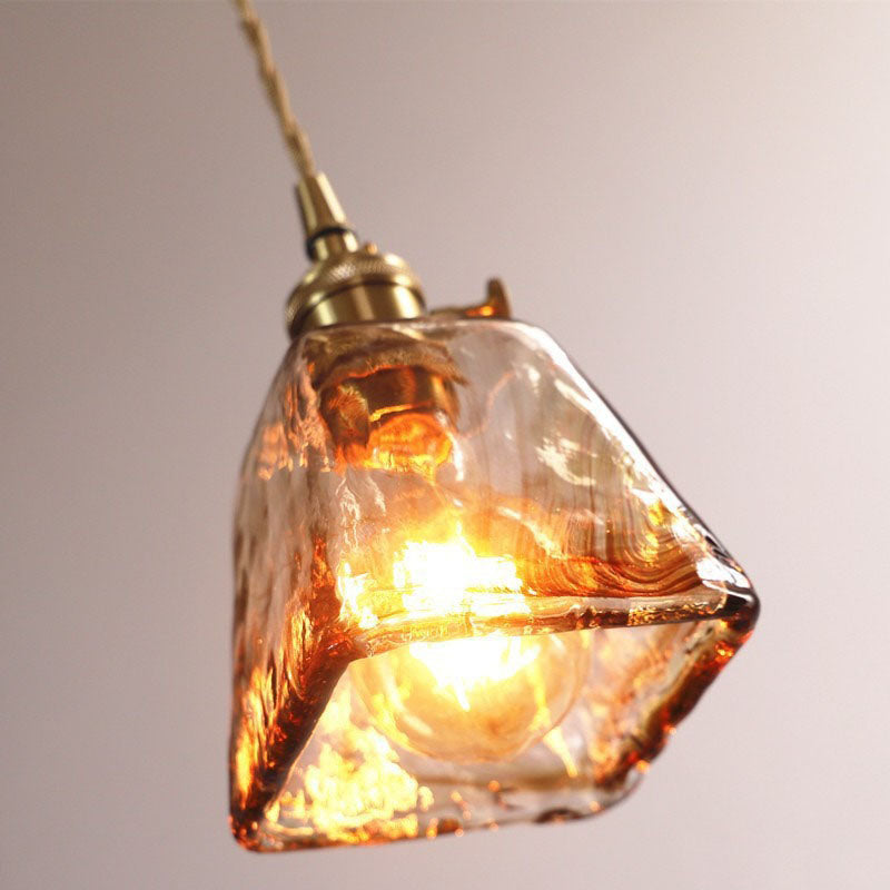 Handblown Victorian-Style Glass Pendant Light – Recycled Glass & Brass Finishes