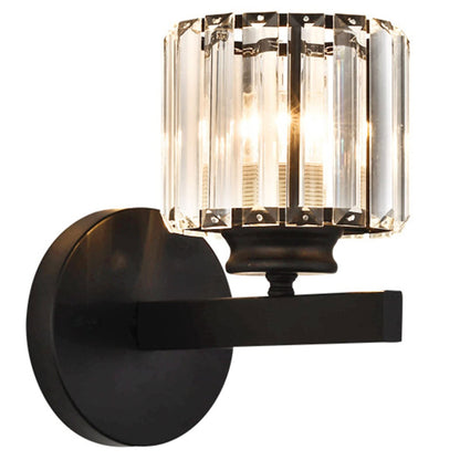 Crystal Wall Light Sconce, E27 Silver Crystal Wall Lamp, Wall Lighting Fixtures for Bedside Bedroom Living Room Hallway