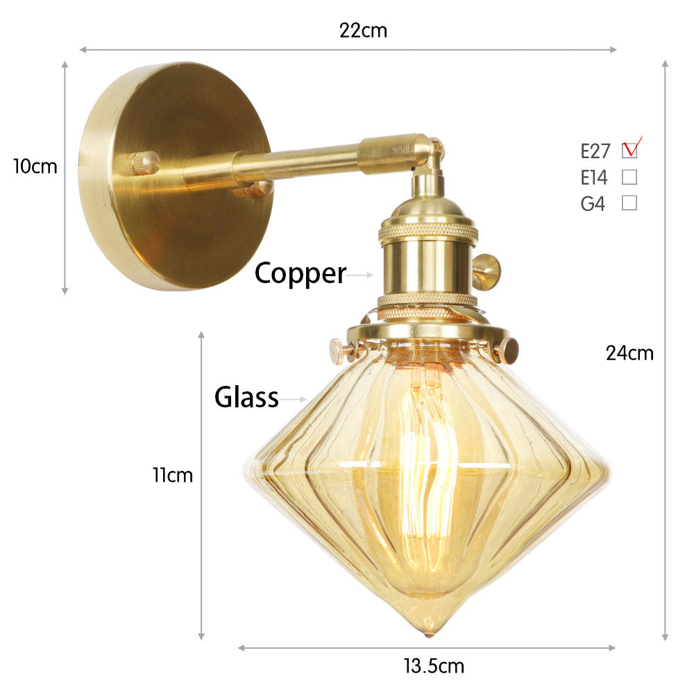 Artisanal Blown Glass Wall Sconce in Patinated Copper | Wall Lighting