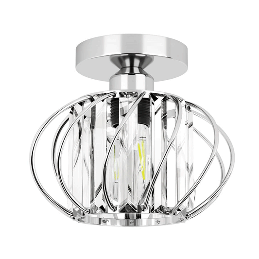 Flush Mount LED Crystal Ceiling Light Fixture, Silver(Bulb Not Included)