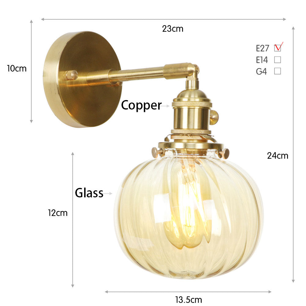 Industrial Cage Copper Wall Light | E27 LED Compatible | Pub/Study Decor
