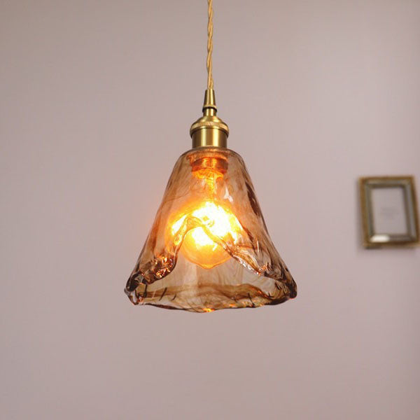 Handblown Victorian-Style Glass Pendant Light – Recycled Glass & Brass Finishes