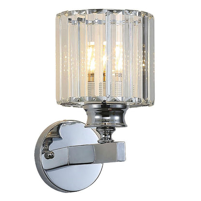 Crystal Wall Light Sconce, E27 Silver Crystal Wall Lamp, Wall Lighting Fixtures for Bedside Bedroom Living Room Hallway