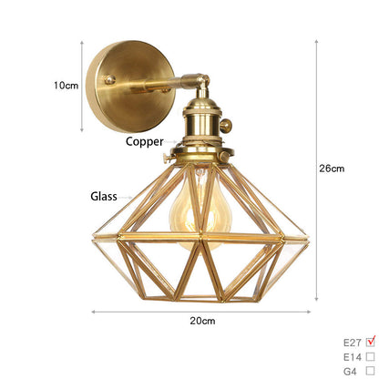 Luxury Gold Copper Wall Light | Diamond-Shade | Hotel-Style Statement