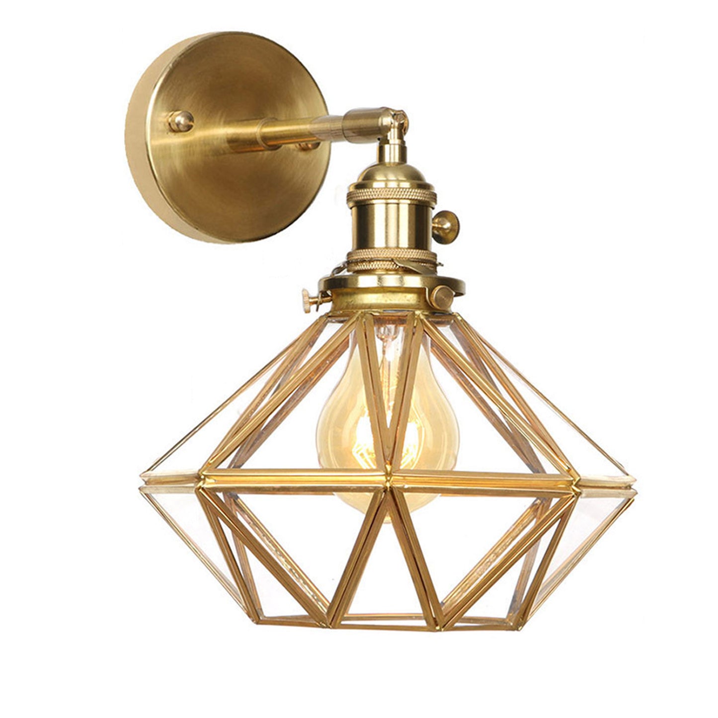 Luxury Gold Copper Wall Light | Diamond-Shade | Hotel-Style Statement