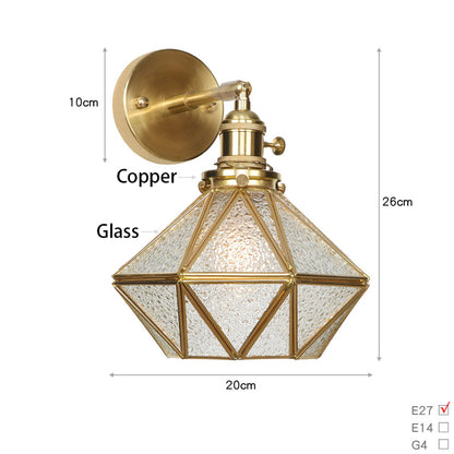 Luxury Gold Copper Wall Light | Diamond-Shade | Hotel-Style Statement