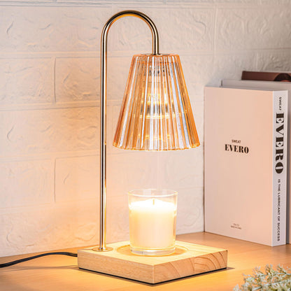 Candle Warmer Lamp with Timer Dimmer, Amber Glass Table Lamp