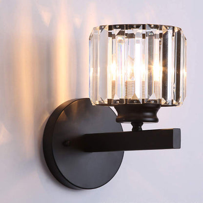 Crystal Wall Light, Blck Crystal Wall Lamp Sconce Lighting, E27