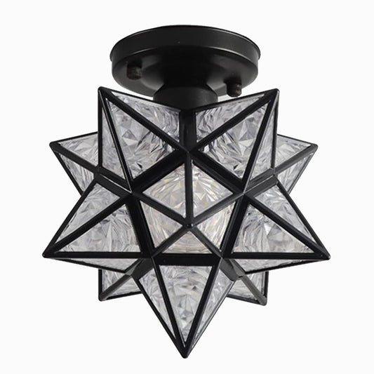 Flush Mount Glass Ceiling Light, Creative Star Ceiling Pendant Light, Gold