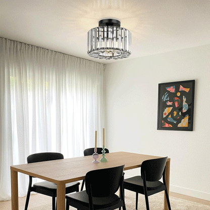 Crystal Ceiling Light for Bedroom Hallway Kitchen Bathroom，Blck(Bulb Not Included)