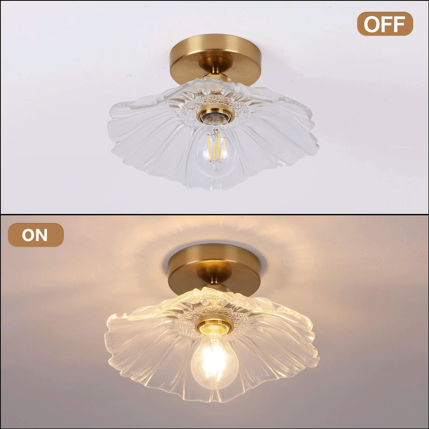 Flush Mount Glass Ceiling Light Lighting Fixture(Bulb Not Included)
