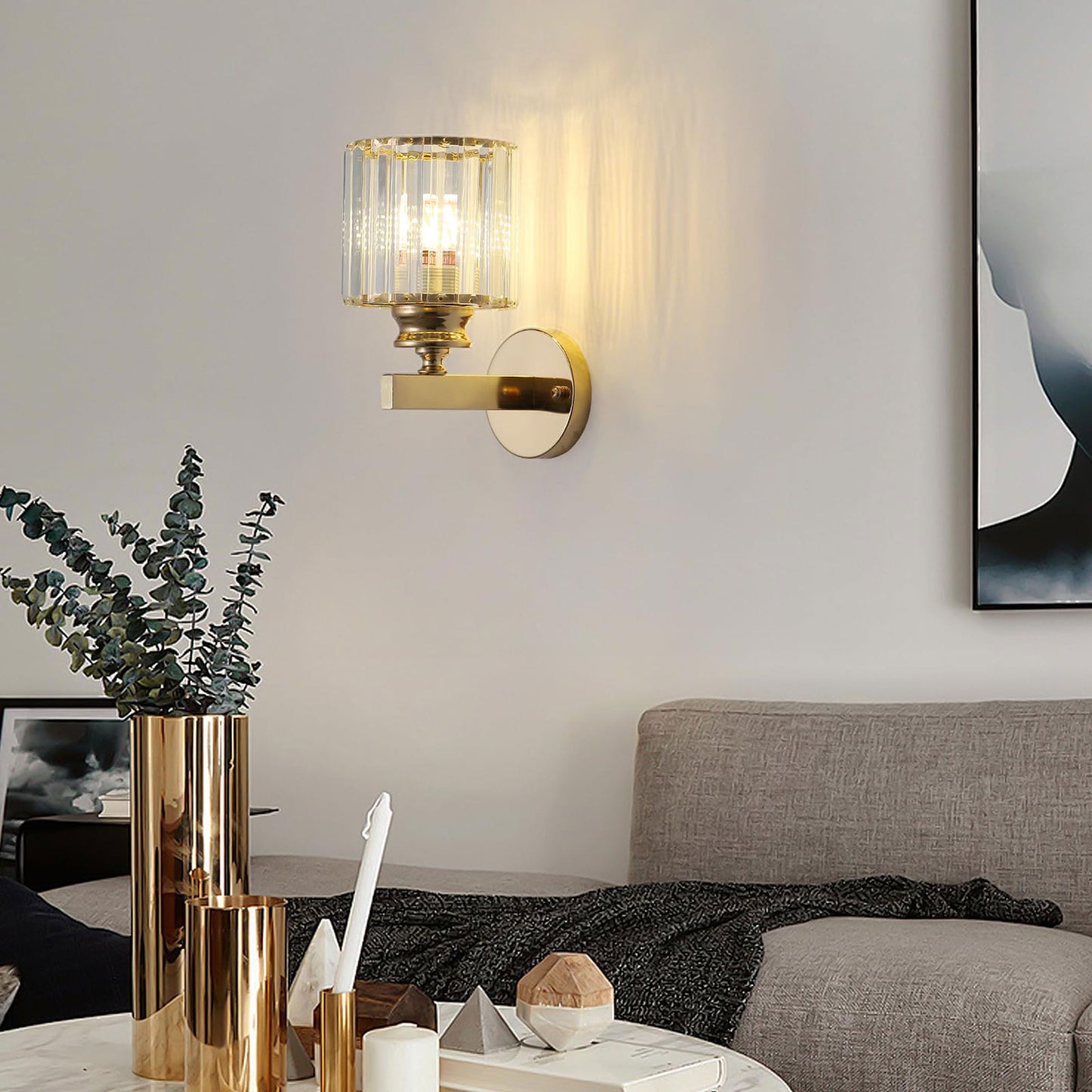 Crystal Wall Light Sconce, E27 Gold Crystal Wall Lamp