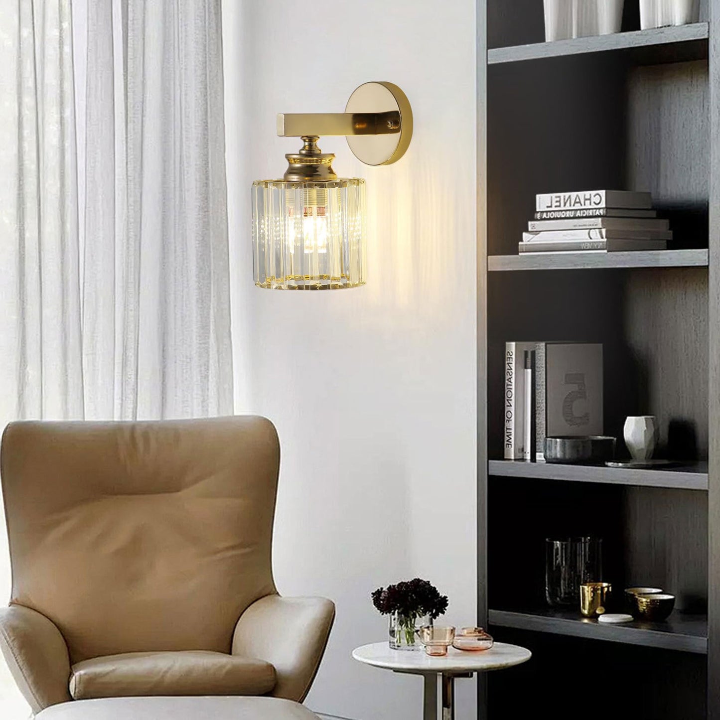 Crystal Wall Light Sconce, E27 Gold Crystal Wall Lamp