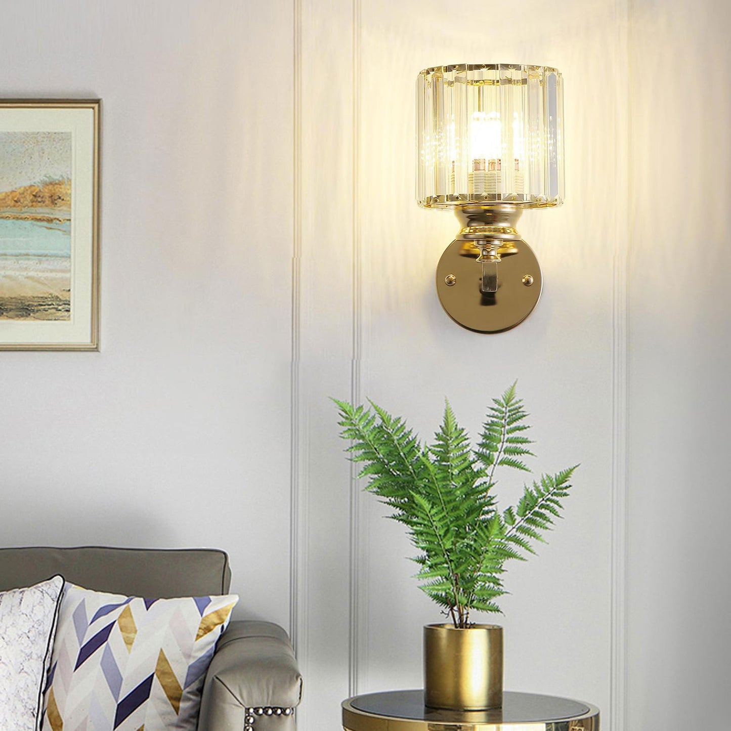 Crystal Wall Light Sconce, E27 Gold Crystal Wall Lamp