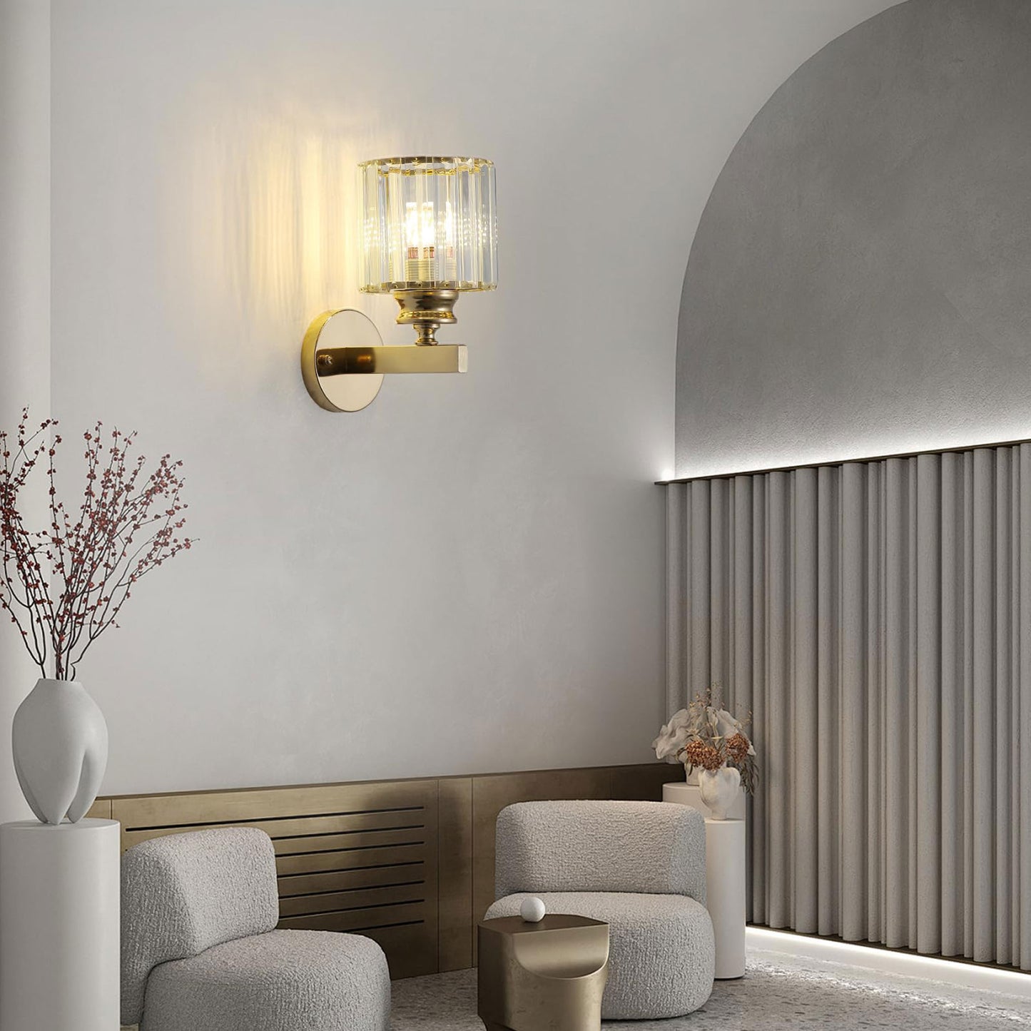 Crystal Wall Light Sconce, E27 Gold Crystal Wall Lamp