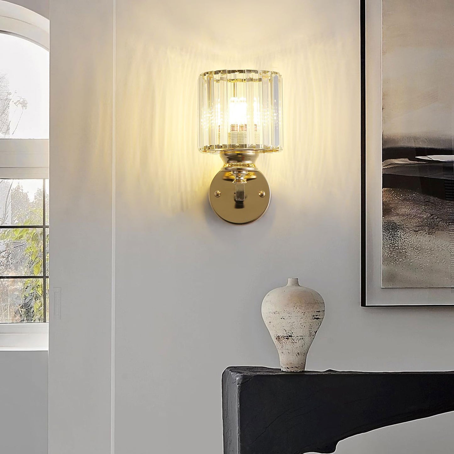 Crystal Wall Light Sconce, E27 Gold Crystal Wall Lamp