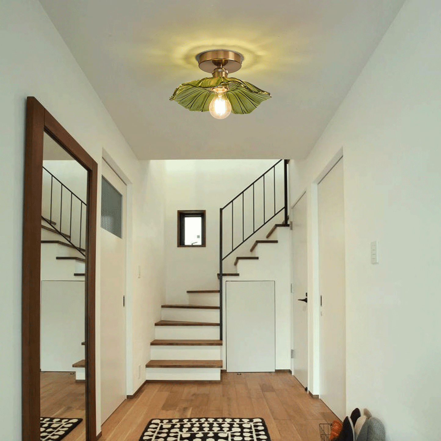 Glass Ceiling Light Chandelier Lighting Fixture, Green