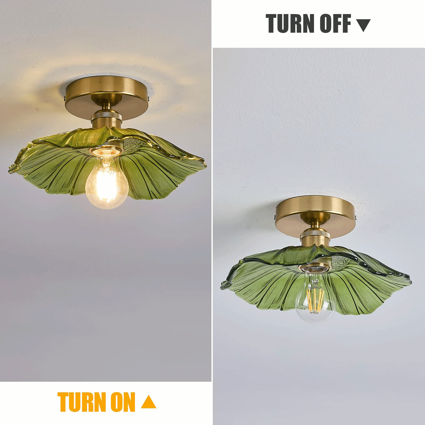 Glass Ceiling Light Chandelier Lighting Fixture, Green