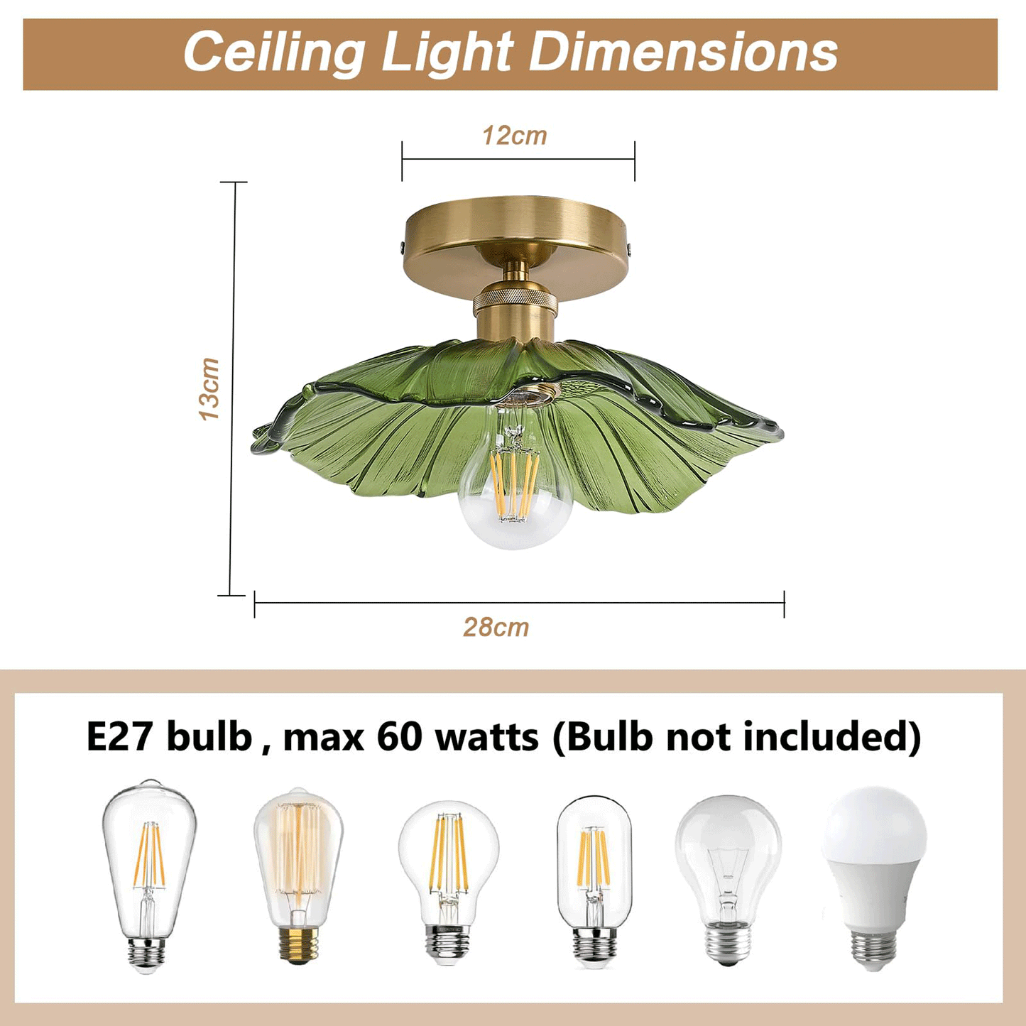 Glass Ceiling Light Chandelier Lighting Fixture, Green