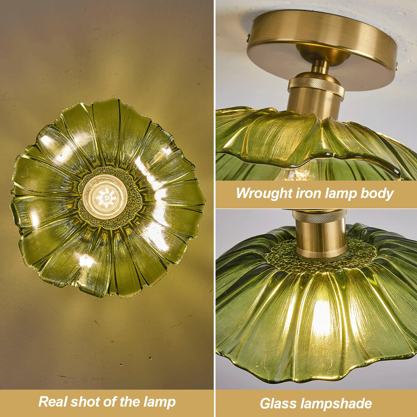 Glass Ceiling Light Chandelier Lighting Fixture, Green